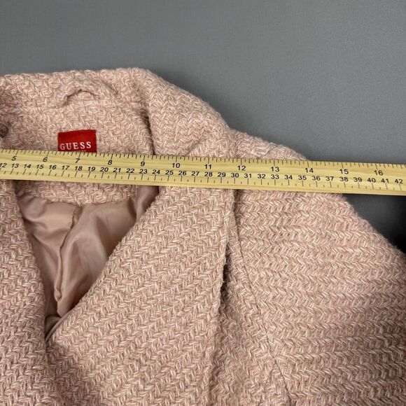 Guess Pink Boucle Double Breasted‎ Wool Pea Coat Cutaway Winter Dress Coat XS - Picture 5 of 16